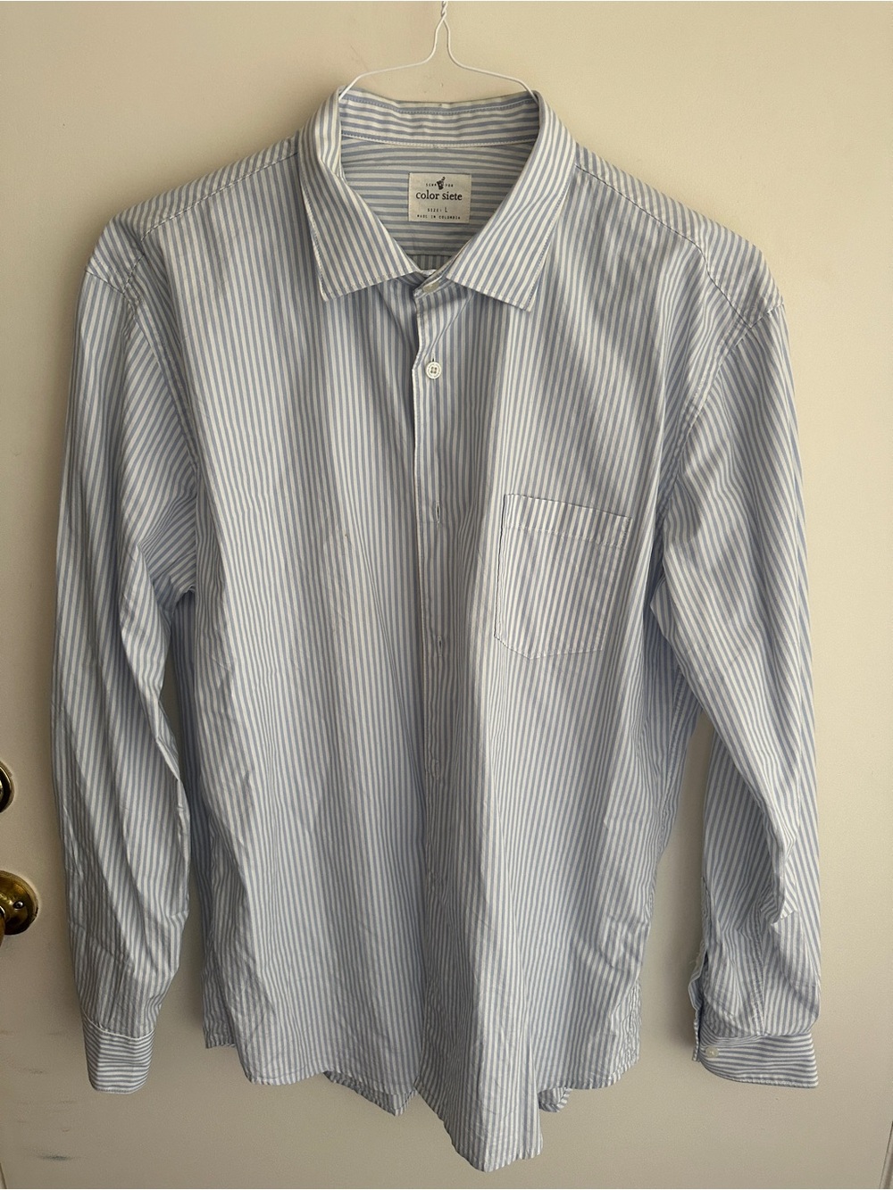Classic Men’s Light Blue Stripe Dress Shirt by